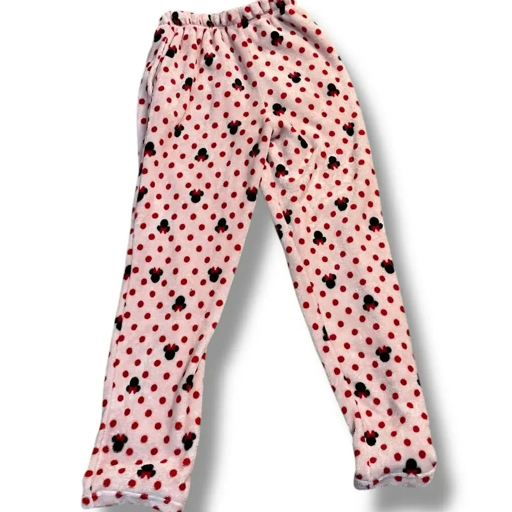 Disney Minnie Mouse Plush Fleece Pajama Pants Small Macys Exclusive Lounge - Picture 8 of 11
